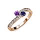 3 - Olena Amethyst and Blue Sapphire with Side Diamonds Bypass Ring 