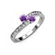 3 - Olena Amethyst with Side Diamonds Bypass Ring 