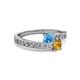2 - Olena Blue Topaz and Citrine with Side Diamonds Bypass Ring 