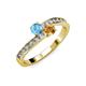 3 - Olena Blue Topaz and Citrine with Side Diamonds Bypass Ring 