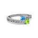 2 - Olena Blue Topaz and Peridot with Side Diamonds Bypass Ring 