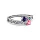 2 - Olena Iolite and Pink Tourmaline with Side Diamonds Bypass Ring 