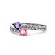 1 - Olena Iolite and Pink Tourmaline with Side Diamonds Bypass Ring 