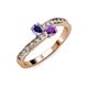 3 - Olena Iolite and Amethyst with Side Diamonds Bypass Ring 