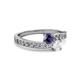 2 - Olena Iolite and White Sapphire with Side Diamonds Bypass Ring 