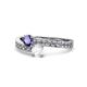 1 - Olena Iolite and White Sapphire with Side Diamonds Bypass Ring 