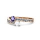 1 - Olena Iolite and White Sapphire with Side Diamonds Bypass Ring 
