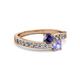 2 - Olena Iolite and Tanzanite with Side Diamonds Bypass Ring 