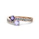 1 - Olena Iolite and Tanzanite with Side Diamonds Bypass Ring 