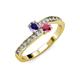 3 - Olena Iolite and Rhodolite Garnet with Side Diamonds Bypass Ring 