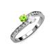 3 - Olena Peridot and White Sapphire with Side Diamonds Bypass Ring 