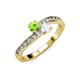 3 - Olena Peridot and White Sapphire with Side Diamonds Bypass Ring 