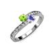 3 - Olena Peridot and Tanzanite with Side Diamonds Bypass Ring 
