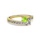 2 - Olena Peridot and Diamond with Side Diamonds Bypass Ring 
