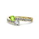 1 - Olena Peridot and Diamond with Side Diamonds Bypass Ring 