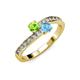 3 - Olena Peridot and Blue Topaz with Side Diamonds Bypass Ring 