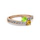 2 - Olena Peridot and Citrine with Side Diamonds Bypass Ring 