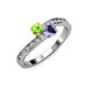 3 - Olena Peridot and Iolite with Side Diamonds Bypass Ring 