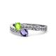 1 - Olena Peridot and Iolite with Side Diamonds Bypass Ring 