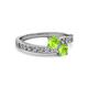 2 - Olena Peridot with Side Diamonds Bypass Ring 