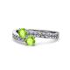 1 - Olena Peridot with Side Diamonds Bypass Ring 