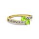 2 - Olena Peridot with Side Diamonds Bypass Ring 