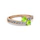 2 - Olena Peridot with Side Diamonds Bypass Ring 