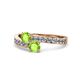 1 - Olena Peridot with Side Diamonds Bypass Ring 