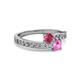 2 - Olena Rhodolite Garnet and Pink Sapphire with Side Diamonds Bypass Ring 
