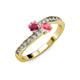 3 - Olena Rhodolite Garnet and Pink Tourmaline with Side Diamonds Bypass Ring 