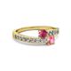 2 - Olena Rhodolite Garnet and Pink Tourmaline with Side Diamonds Bypass Ring 
