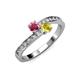 3 - Olena Rhodolite Garnet and Yellow Sapphire with Side Diamonds Bypass Ring 