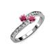 3 - Olena Rhodolite Garnet with Side Diamonds Bypass Ring 