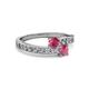 2 - Olena Rhodolite Garnet with Side Diamonds Bypass Ring 