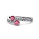 1 - Olena Rhodolite Garnet with Side Diamonds Bypass Ring 