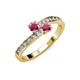 3 - Olena Rhodolite Garnet with Side Diamonds Bypass Ring 