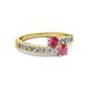 2 - Olena Rhodolite Garnet with Side Diamonds Bypass Ring 
