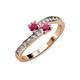 3 - Olena Rhodolite Garnet with Side Diamonds Bypass Ring 