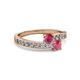 2 - Olena Rhodolite Garnet with Side Diamonds Bypass Ring 