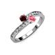 3 - Olena Red Garnet and Pink Tourmaline with Side Diamonds Bypass Ring 