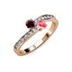 3 - Olena Red Garnet and Pink Tourmaline with Side Diamonds Bypass Ring 