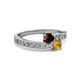 2 - Olena Red Garnet and Citrine with Side Diamonds Bypass Ring 