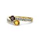 1 - Olena Red Garnet and Citrine with Side Diamonds Bypass Ring 