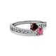 2 - Olena Red and Rhodolite Garnet with Side Diamonds Bypass Ring 
