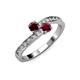 3 - Olena Red Garnet and Ruby with Side Diamonds Bypass Ring 
