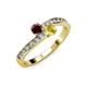3 - Olena Red Garnet and Yellow Sapphire with Side Diamonds Bypass Ring 