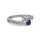 2 - Olena Diamond and Blue Sapphire with Side Diamonds Bypass Ring 