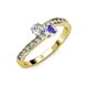 3 - Olena Diamond and Tanzanite with Side Diamonds Bypass Ring 