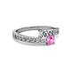 2 - Olena Diamond and Pink Sapphire with Side Diamonds Bypass Ring 