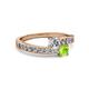 2 - Olena Diamond and Peridot with Side Diamonds Bypass Ring 